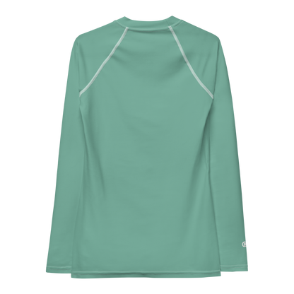 Michigan Upper Peninsula Rash Guard (w/ UP USA Flag) | Women's - Metallic Mint Green