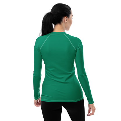 Michigan Upper Peninsula Rash Guard (w/ UP USA Flag) | Women's - Emerald Green