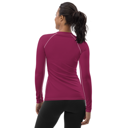 Michigan Upper Peninsula Rash Guard (w/ UP USA Flag) | Women's - Ruby Red