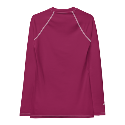 Michigan Upper Peninsula Rash Guard (w/ UP USA Flag) | Women's - Ruby Red