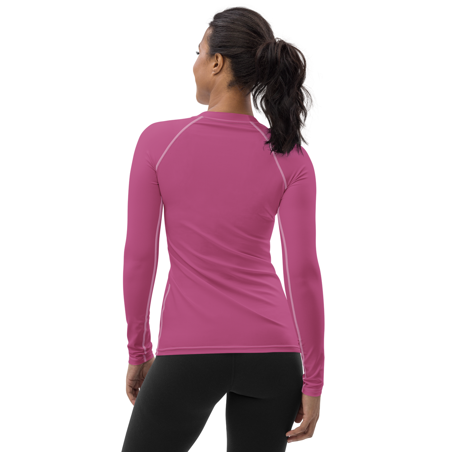 Michigan Upper Peninsula Rash Guard (w/ UP USA Flag) | Women's - Apple Blossom Pink