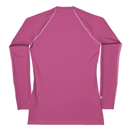 Michigan Upper Peninsula Rash Guard (w/ UP USA Flag) | Women's - Apple Blossom Pink