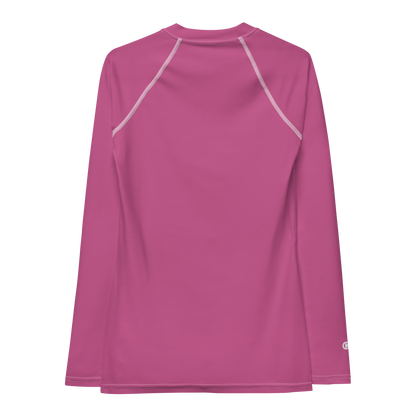 Michigan Upper Peninsula Rash Guard (w/ UP USA Flag) | Women's - Apple Blossom Pink