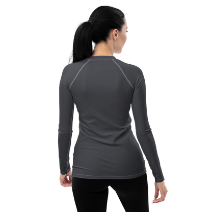 Michigan Upper Peninsula Rash Guard (w/ UP USA Flag) | Women's - Iron Ore Grey