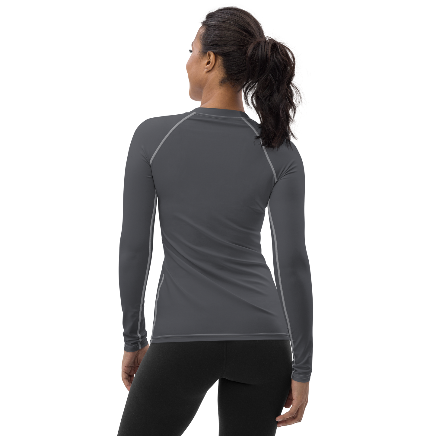 Michigan Upper Peninsula Rash Guard (w/ UP USA Flag) | Women's - Iron Ore Grey