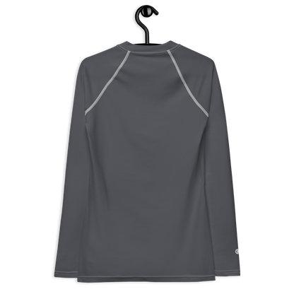 Michigan Upper Peninsula Rash Guard (w/ UP USA Flag) | Women's - Iron Ore Grey