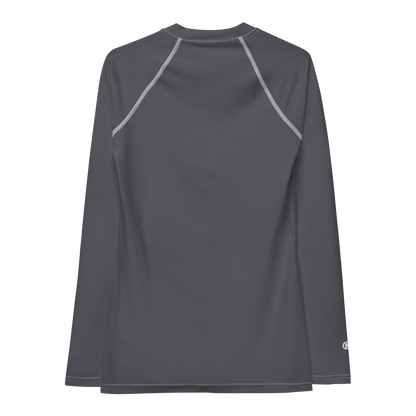 Michigan Upper Peninsula Rash Guard (w/ UP USA Flag) | Women's - Iron Ore Grey