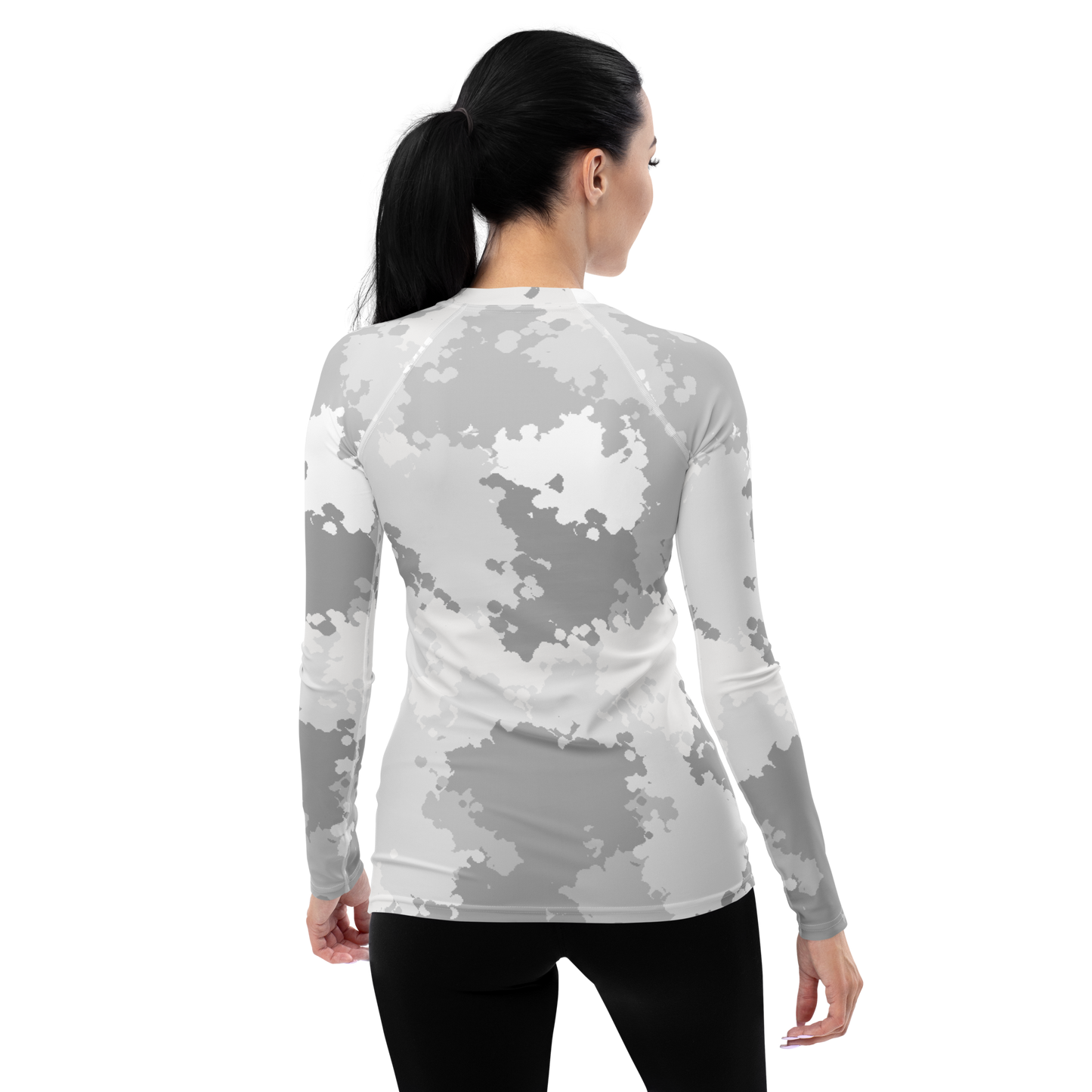 Michigan Upper Peninsula Rash Guard (w/ UP USA Flag) | Women's - Snow Camo