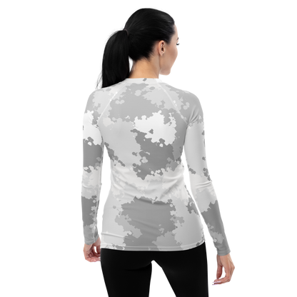 Michigan Upper Peninsula Rash Guard (w/ UP USA Flag) | Women's - Snow Camo