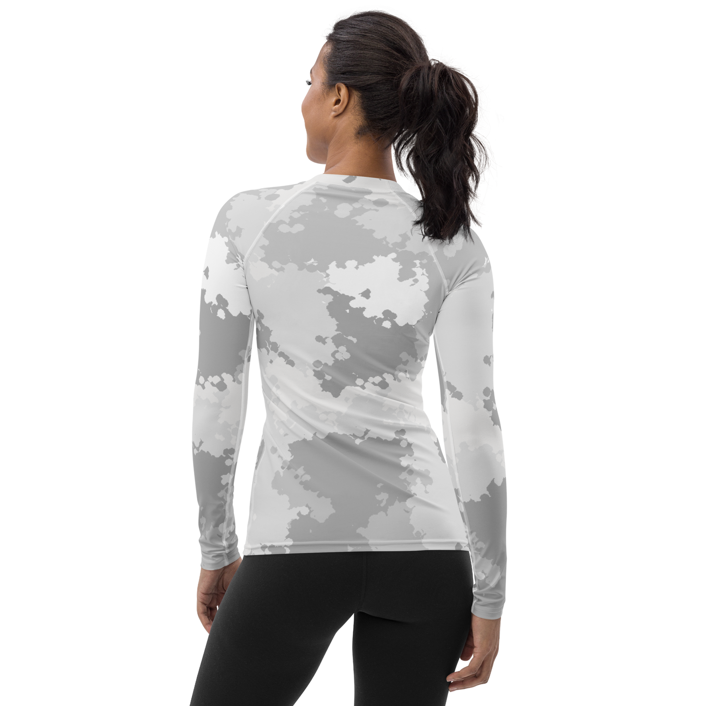 Michigan Upper Peninsula Rash Guard (w/ UP USA Flag) | Women's - Snow Camo