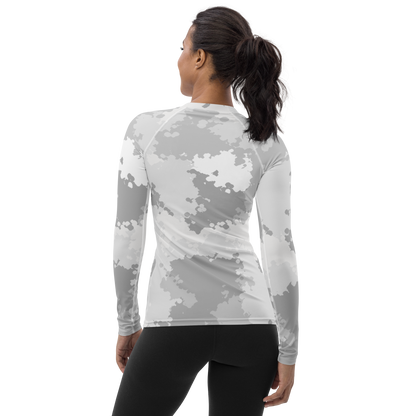 Michigan Upper Peninsula Rash Guard (w/ UP USA Flag) | Women's - Snow Camo