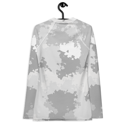 Michigan Upper Peninsula Rash Guard (w/ UP USA Flag) | Women's - Snow Camo