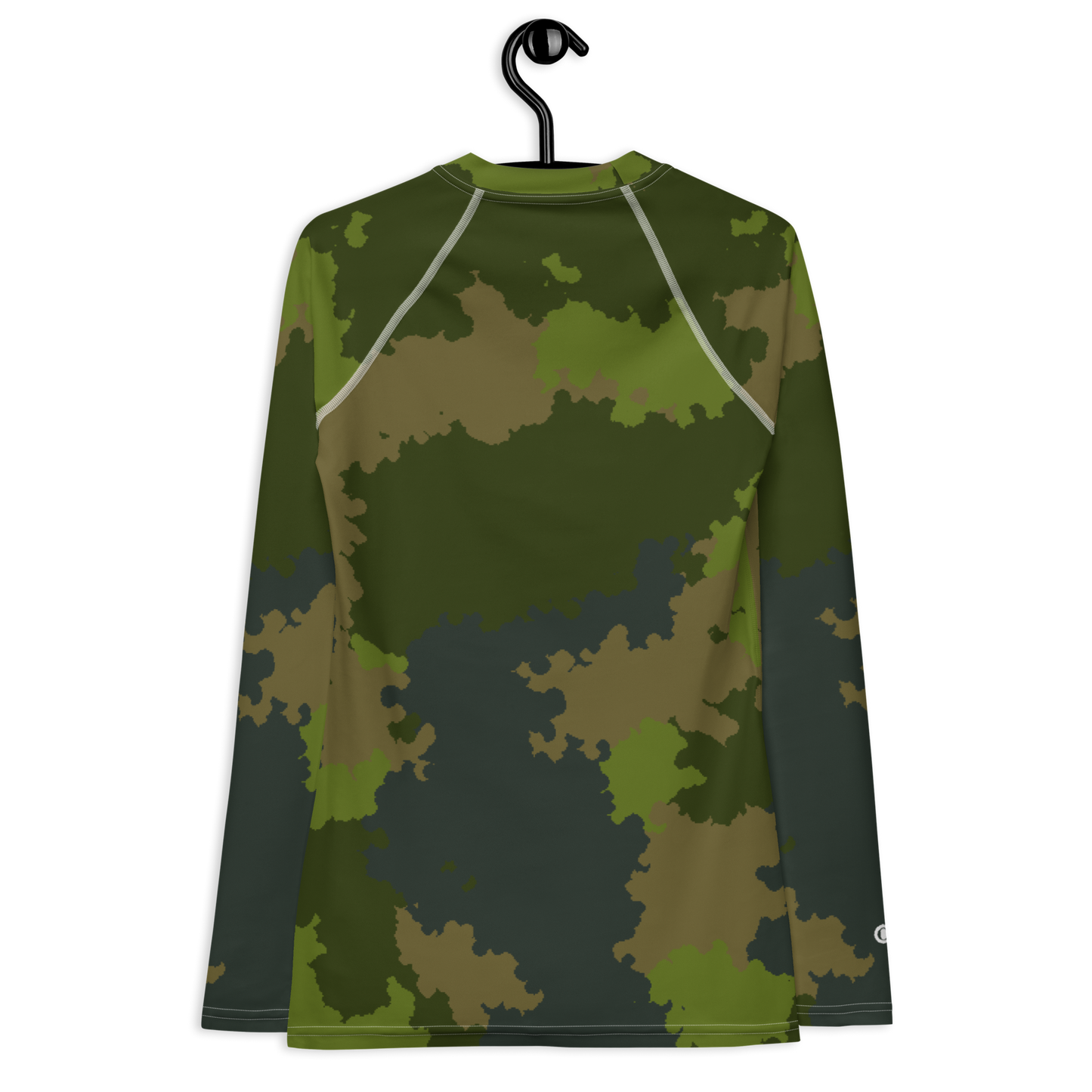 Michigan Upper Peninsula Rash Guard (w/ UP USA Flag) | Women's - Woodland Camo