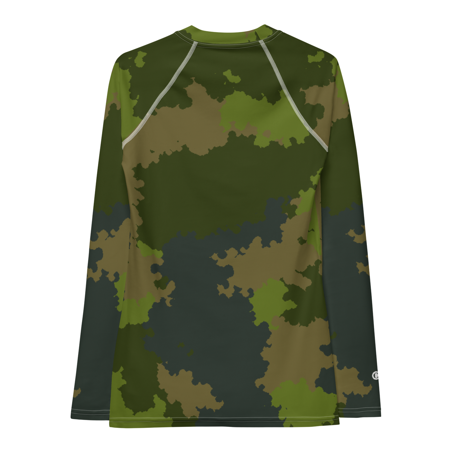 Michigan Upper Peninsula Rash Guard (w/ UP USA Flag) | Women's - Woodland Camo