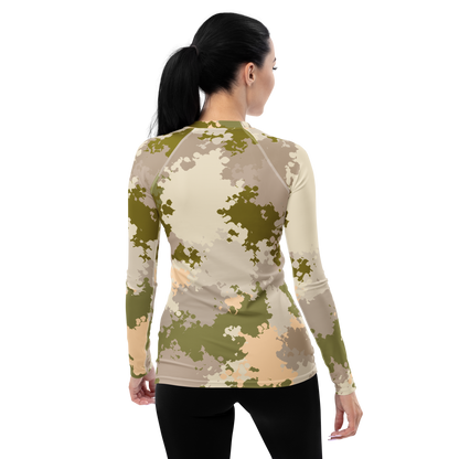 Michigan Upper Peninsula Rash Guard (w/ UP USA Flag) | Women's - Rosy Mound Camo