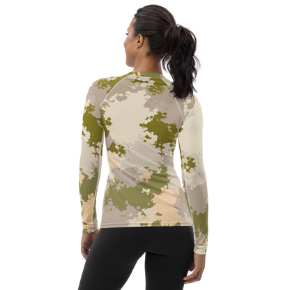 Michigan Upper Peninsula Rash Guard (w/ UP USA Flag) | Women's - Rosy Mound Camo