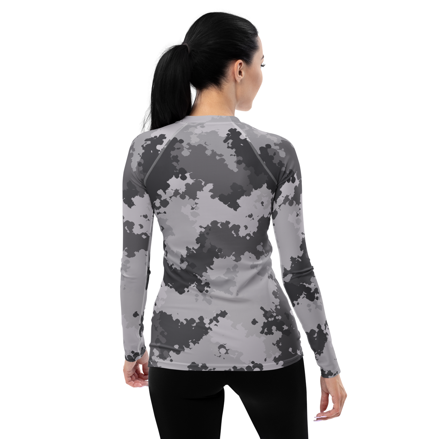 Michigan Upper Peninsula Rash Guard (w/ UP USA Flag) | Women's - Iron Ore Camo