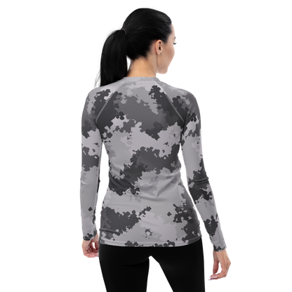 Michigan Upper Peninsula Rash Guard (w/ UP USA Flag) | Women's - Iron Ore Camo