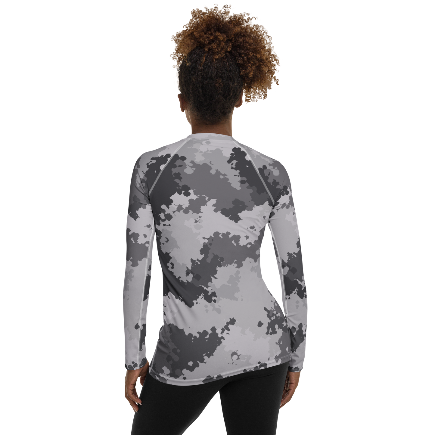 Michigan Upper Peninsula Rash Guard (w/ UP USA Flag) | Women's - Iron Ore Camo