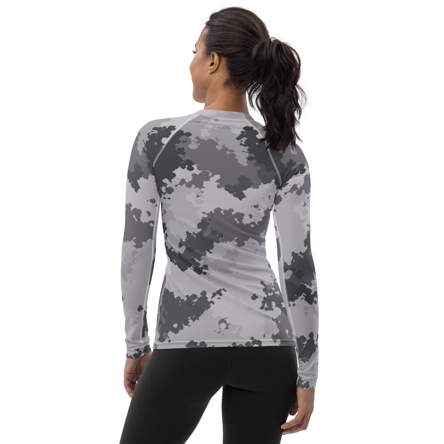 Michigan Upper Peninsula Rash Guard (w/ UP USA Flag) | Women's - Iron Ore Camo