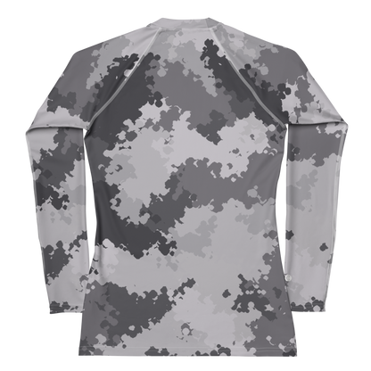 Michigan Upper Peninsula Rash Guard (w/ UP USA Flag) | Women's - Iron Ore Camo