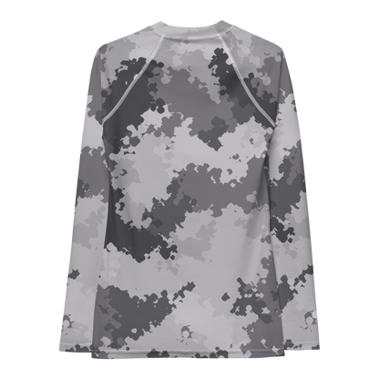 Michigan Upper Peninsula Rash Guard (w/ UP USA Flag) | Women's - Iron Ore Camo