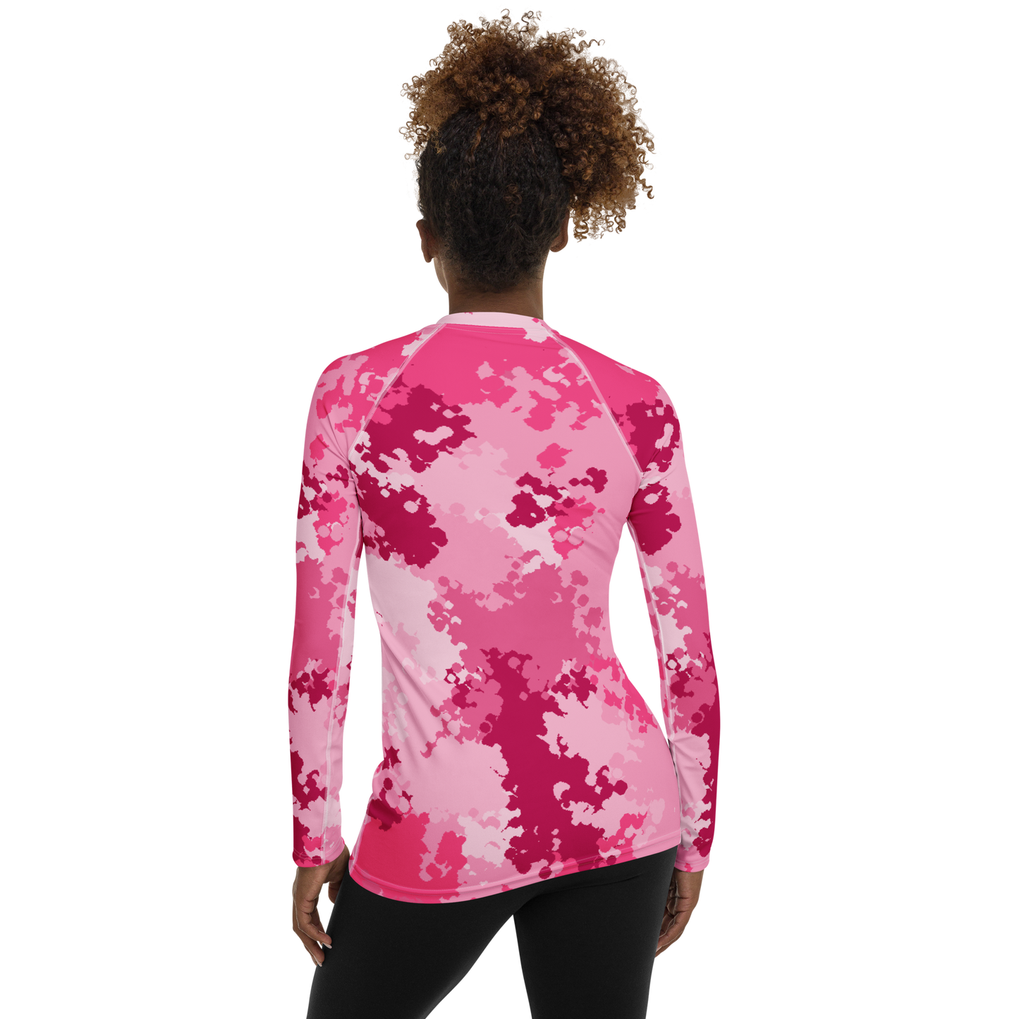 Michigan Upper Peninsula Rash Guard (w/ UP USA Flag) | Women's - Pink Camo