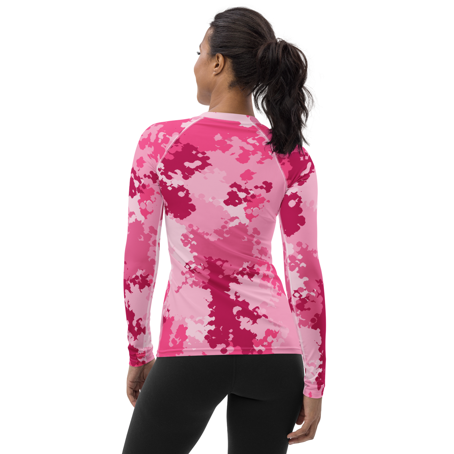 Michigan Upper Peninsula Rash Guard (w/ UP USA Flag) | Women's - Pink Camo