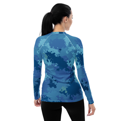 Michigan Upper Peninsula Rash Guard (w/ UP USA Flag) | Women's - Great Lakes Camo