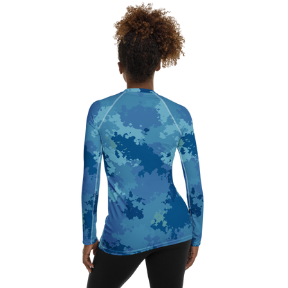 Michigan Upper Peninsula Rash Guard (w/ UP USA Flag) | Women's - Great Lakes Camo