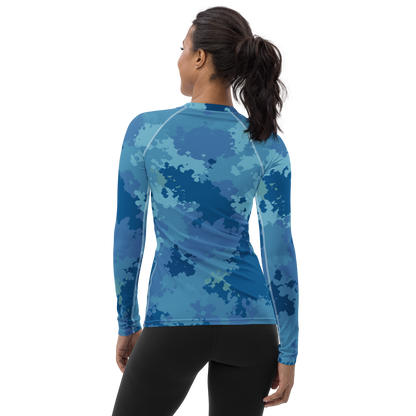 Michigan Upper Peninsula Rash Guard (w/ UP USA Flag) | Women's - Great Lakes Camo