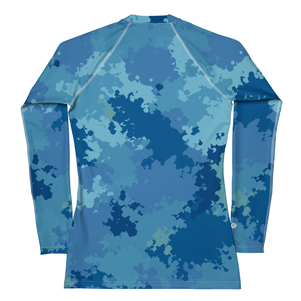 Michigan Upper Peninsula Rash Guard (w/ UP USA Flag) | Women's - Great Lakes Camo