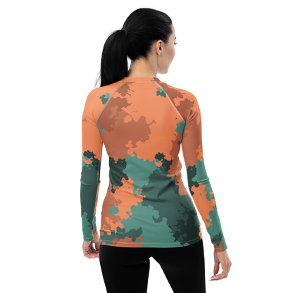 Michigan Upper Peninsula Rash Guard (w/ UP USA Flag) | Women's - Copper Country Camo