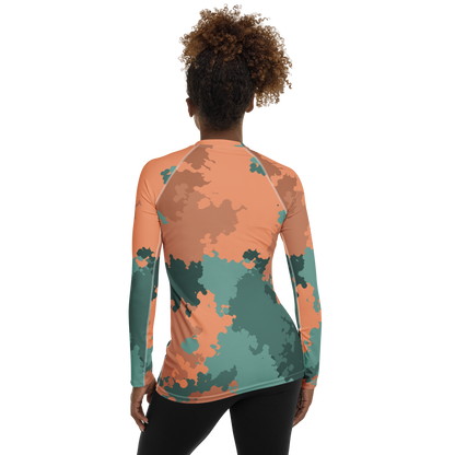 Michigan Upper Peninsula Rash Guard (w/ UP USA Flag) | Women's - Copper Country Camo