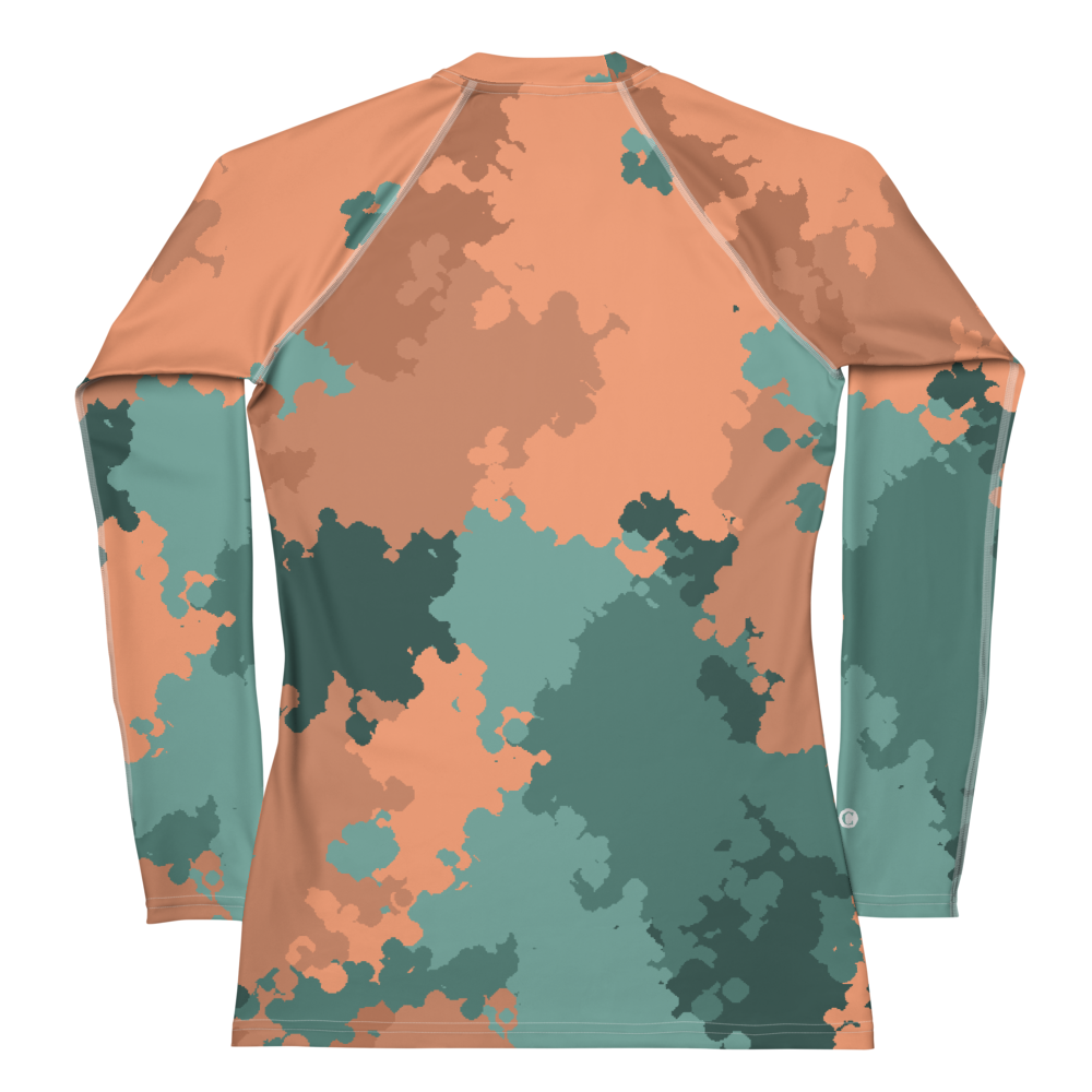 Michigan Upper Peninsula Rash Guard (w/ UP USA Flag) | Women's - Copper Country Camo