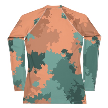 Michigan Upper Peninsula Rash Guard (w/ UP USA Flag) | Women's - Copper Country Camo