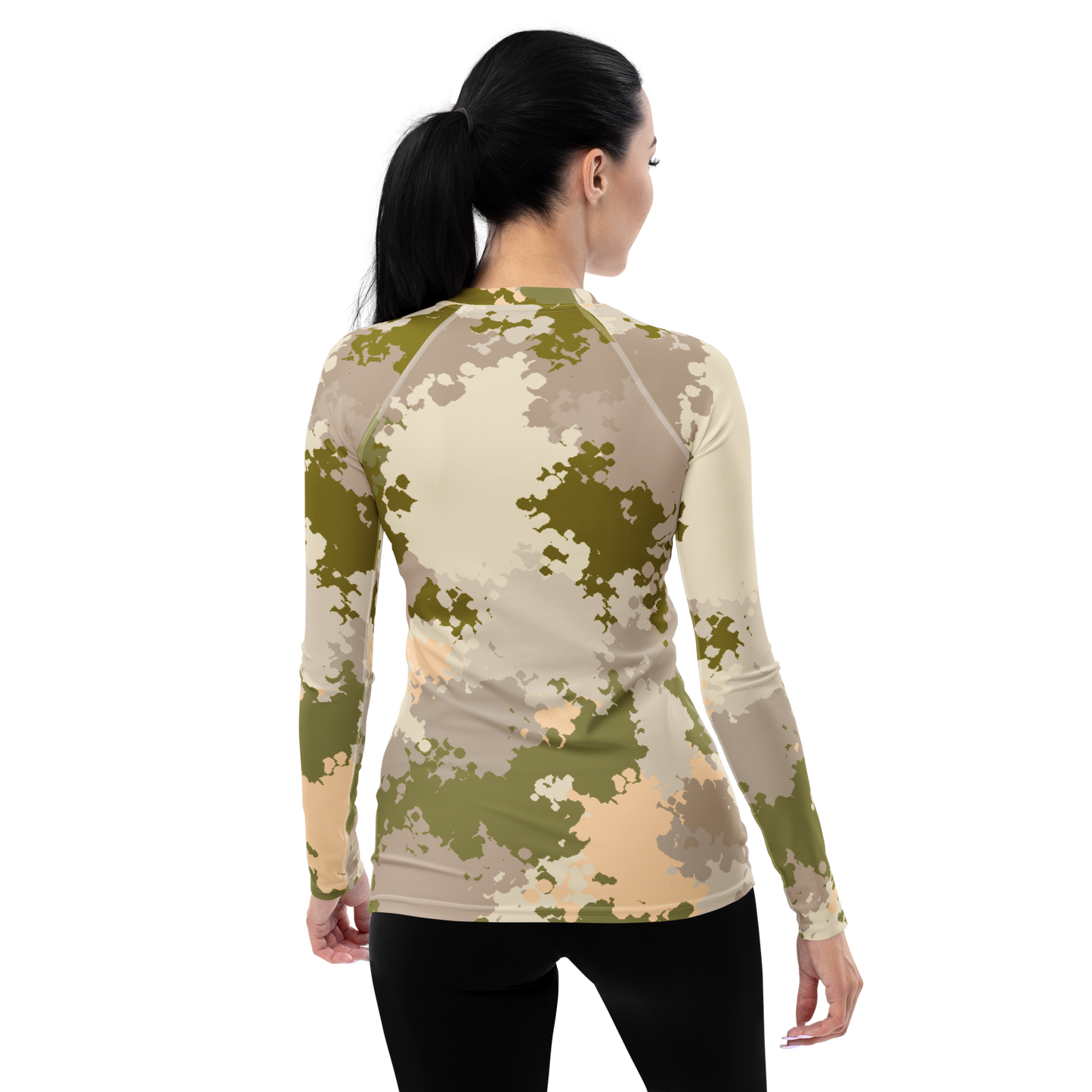 Michigan Upper Peninsula Rash Guard (w/ UP USA Flag) | Women's - Rosy Mound Camo