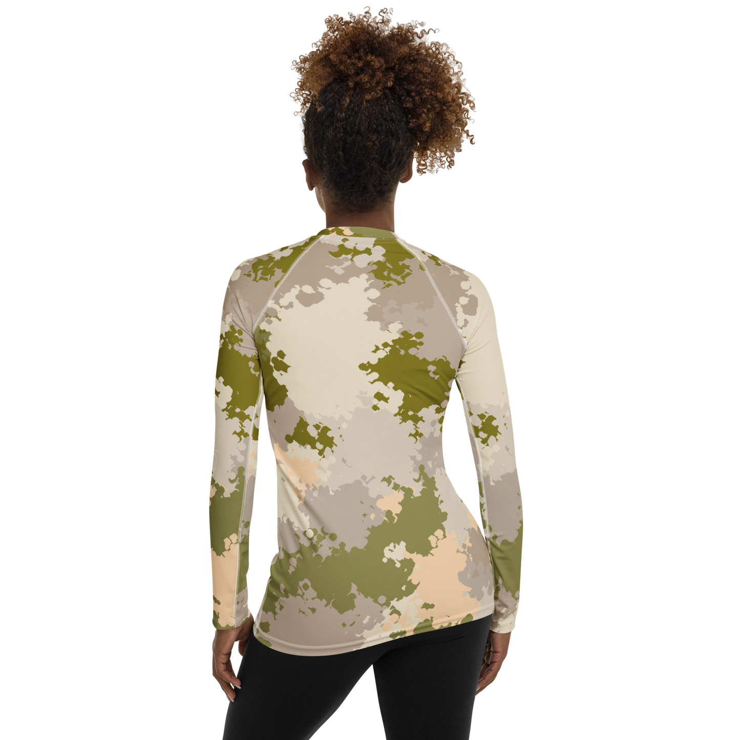 Michigan Upper Peninsula Rash Guard (w/ UP USA Flag) | Women's - Rosy Mound Camo