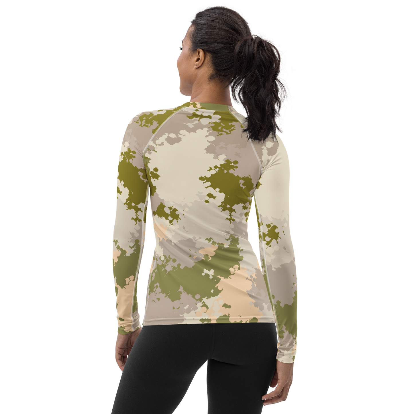 Michigan Upper Peninsula Rash Guard (w/ UP USA Flag) | Women's - Rosy Mound Camo