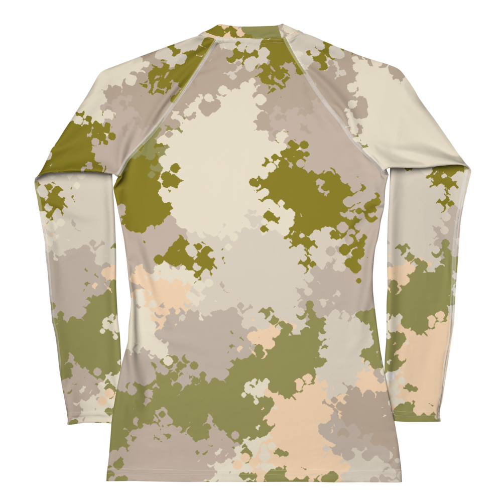 Michigan Upper Peninsula Rash Guard (w/ UP USA Flag) | Women's - Rosy Mound Camo