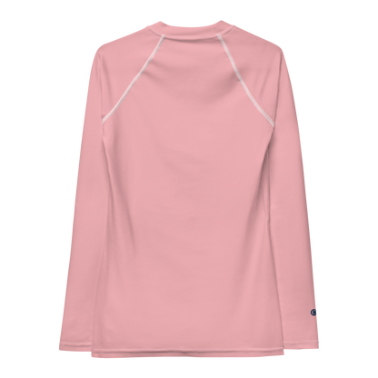 Michigan Upper Peninsula Rash Guard (w/ UP USA Flag) | Women's - Strawberry Pink