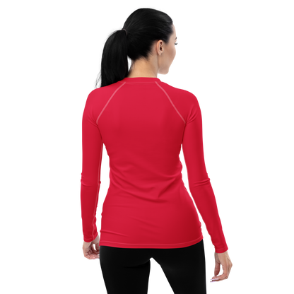 Michigan Upper Peninsula Rash Guard (w/ UP USA Flag) | Women's - Lighthouse Red