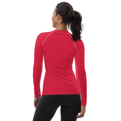 Michigan Upper Peninsula Rash Guard (w/ UP USA Flag) | Women's - Lighthouse Red