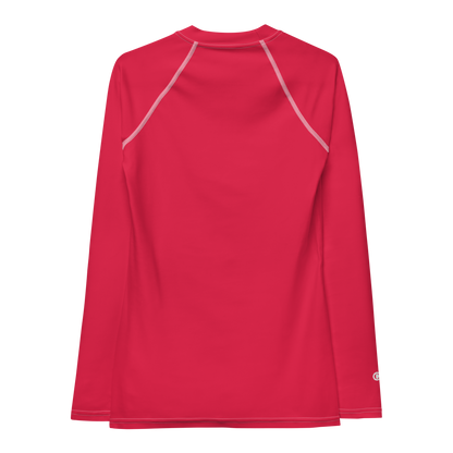 Michigan Upper Peninsula Rash Guard (w/ UP USA Flag) | Women's - Lighthouse Red