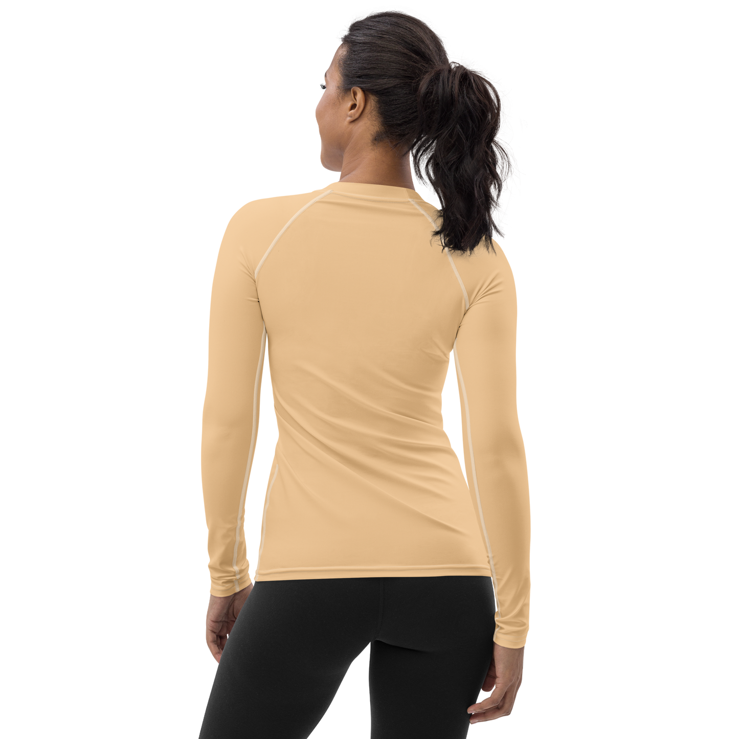 Michigan Upper Peninsula Rash Guard (w/ UP USA Flag) | Women's - Pale Apricot