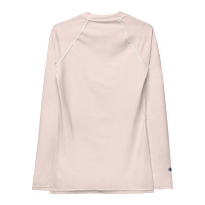 Michigan Upper Peninsula Rash Guard (w/ UP USA Flag) | Women's - Champagne Pink