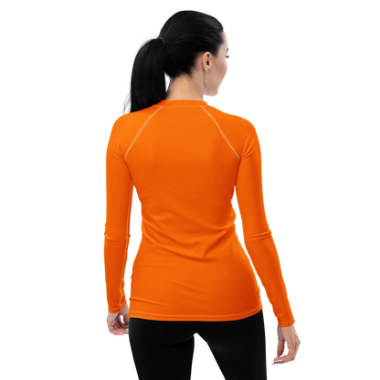 Michigan Upper Peninsula Rash Guard (w/ UP USA Flag) | Women's - Safety Orange