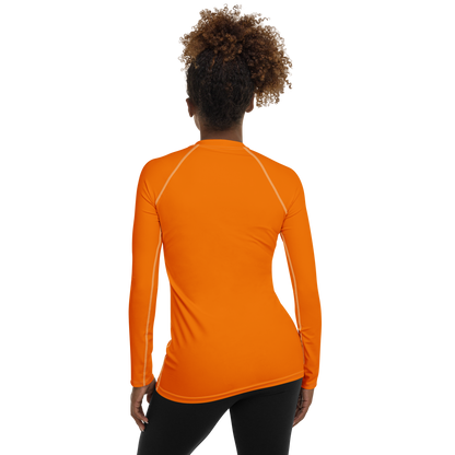 Michigan Upper Peninsula Rash Guard (w/ UP USA Flag) | Women's - Safety Orange