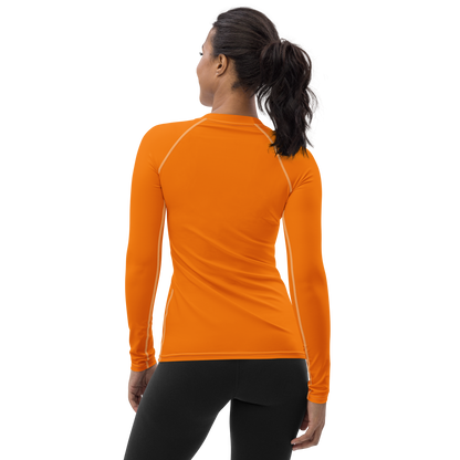 Michigan Upper Peninsula Rash Guard (w/ UP USA Flag) | Women's - Safety Orange