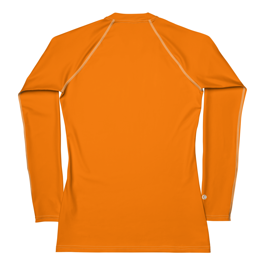 Michigan Upper Peninsula Rash Guard (w/ UP USA Flag) | Women's - Safety Orange